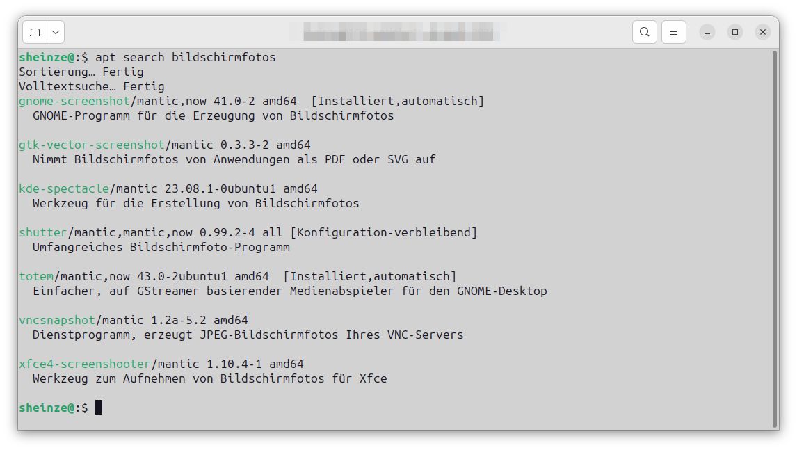 Durchsuchen der Paketbeschreibung mit apt unter Ubunu Linux 23.10