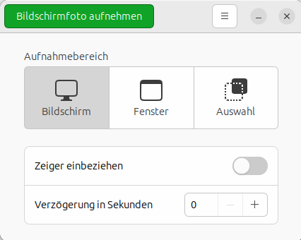 Anzeige der Anwendung Bildschirmfoto 41 (gnome screenshot) unter Ubuntu 23.10