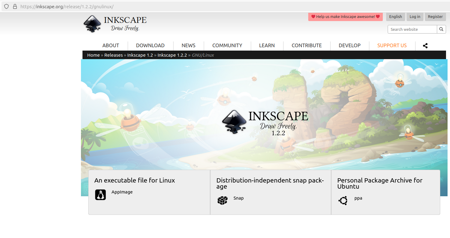 Die Website zum Inkscape Projekt.