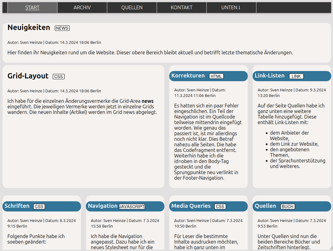 Ansicht der Website mit einem ipad von Apple im Querformat
