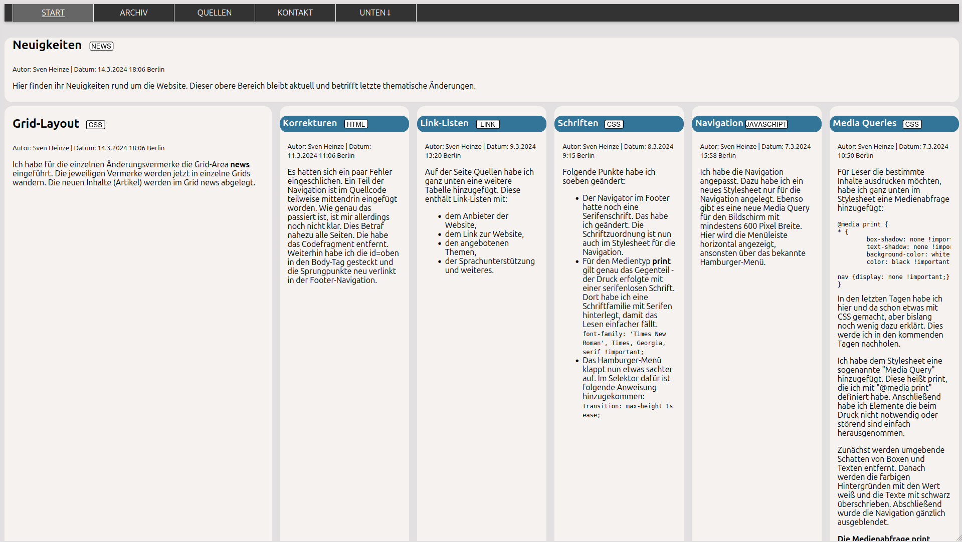Ansicht der Website auf einem PC unter Ubuntu 23.10 in Full-HD