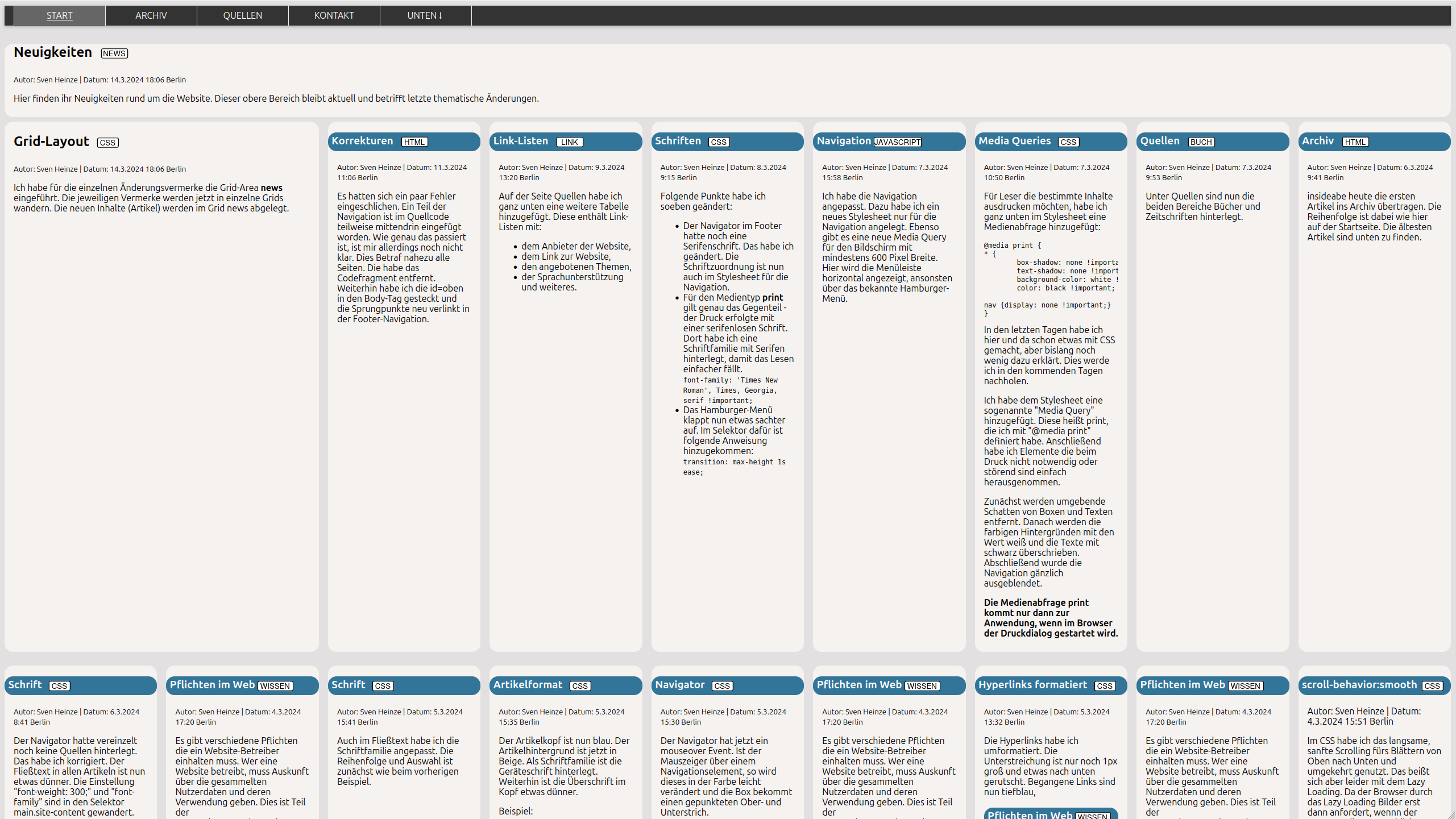 Ansicht der Website auf einem PC unter Ubuntu 23.10 in WQ-HD
